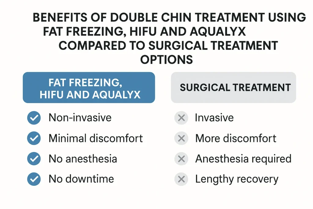 Graphic about the benefits of double chin treatment Ham - from LA LIPO
