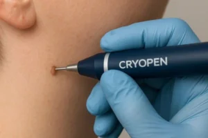 Person receiving skin tag removal Ham